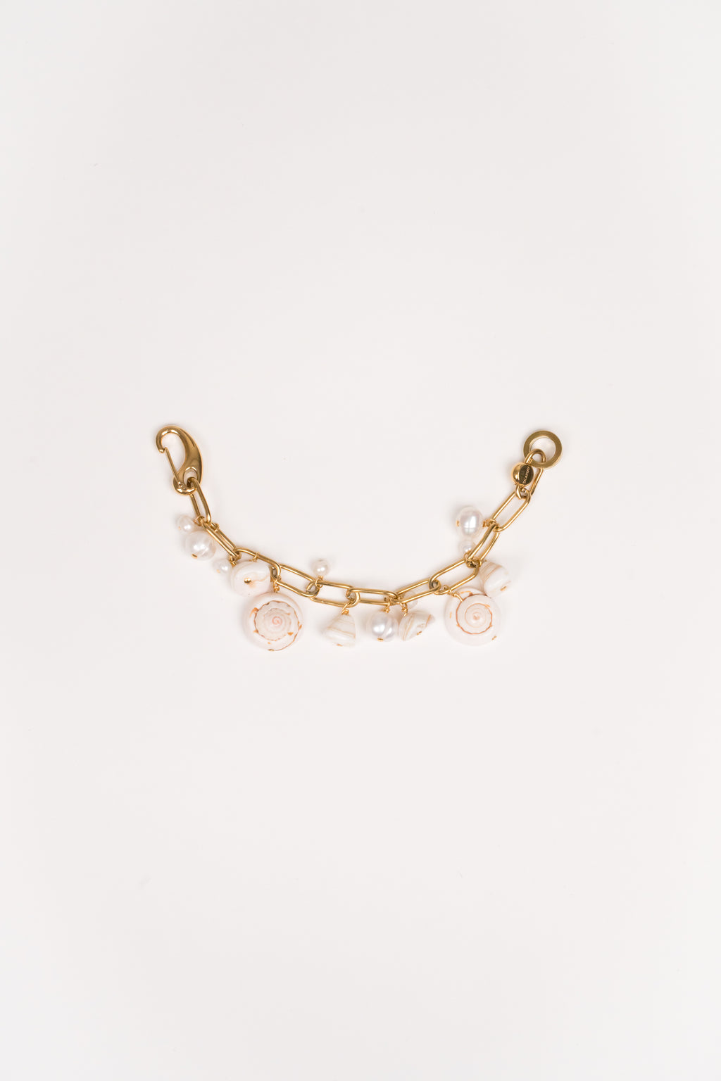 Pulsera cadena con perlas y caracoles