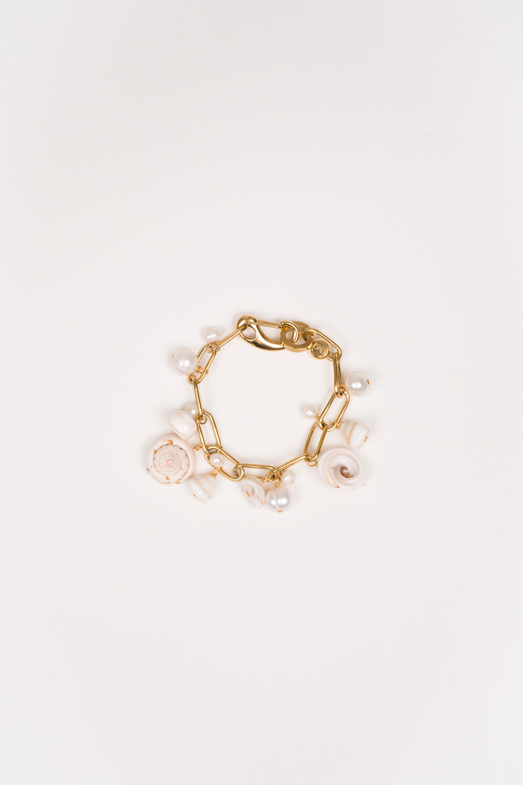 Pulsera cadena con perlas y caracoles